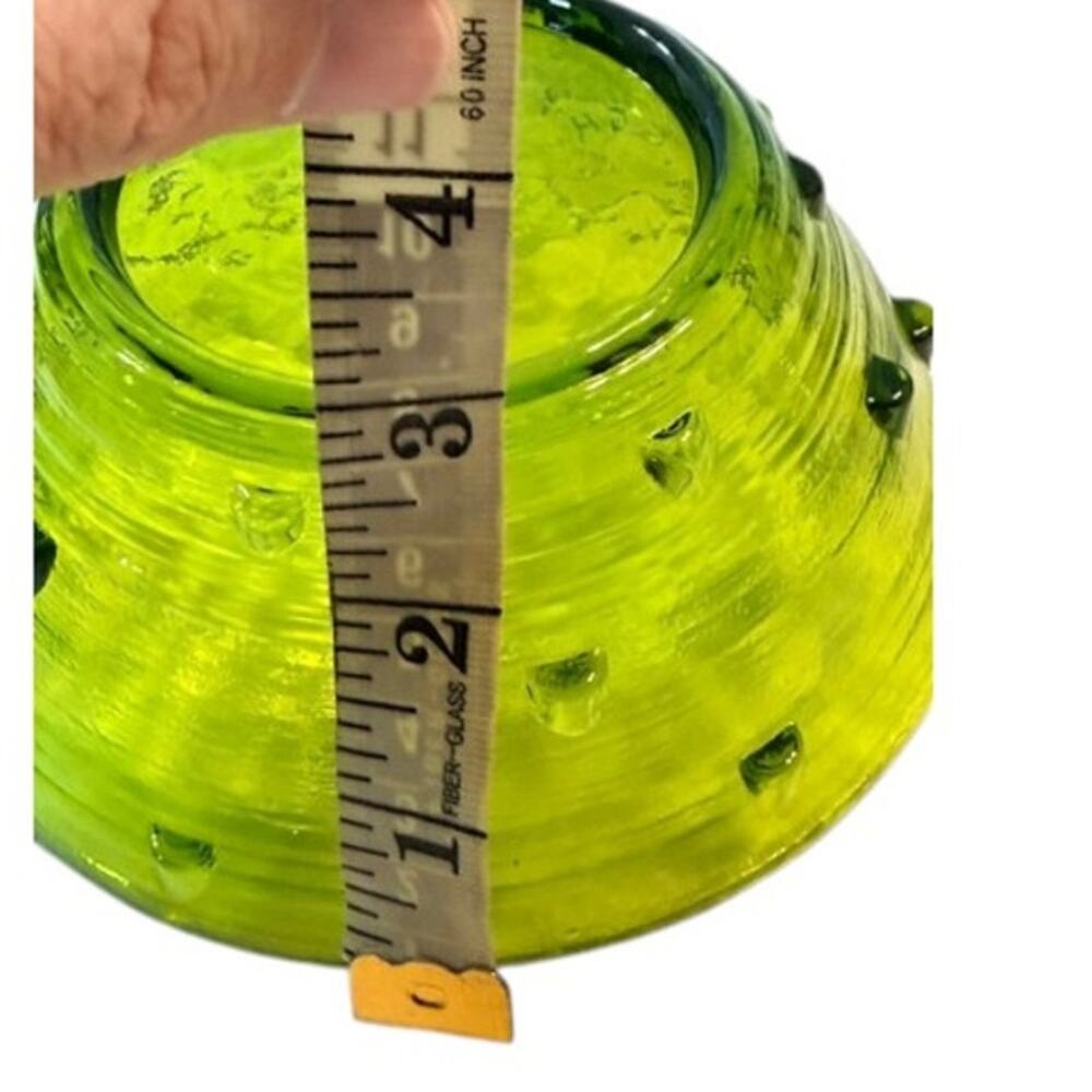 Vintage Blenko Studded Green Art Glass Bowl - Picture 7 of 8